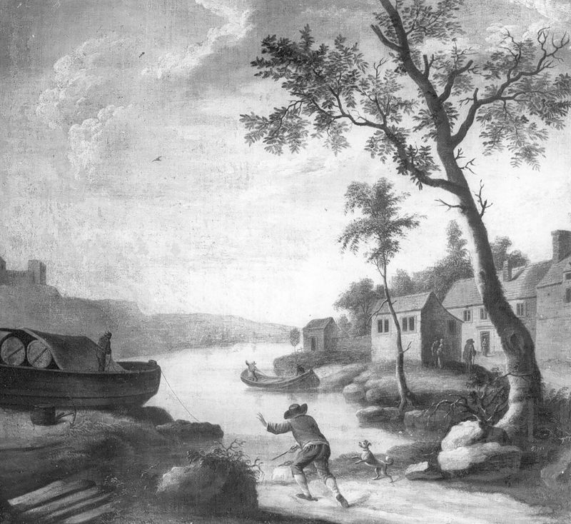 Paysages et marines : paysage avec cours d'eau