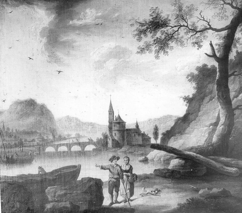 Paysages et marines : paysage avec cours d'eau