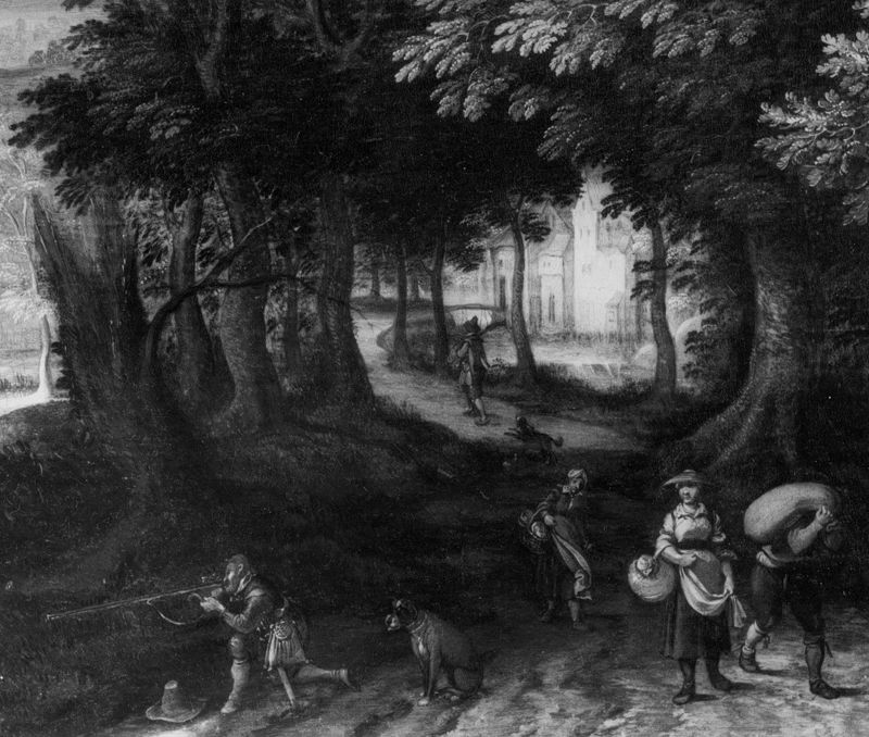Paysage avec chasseurs
