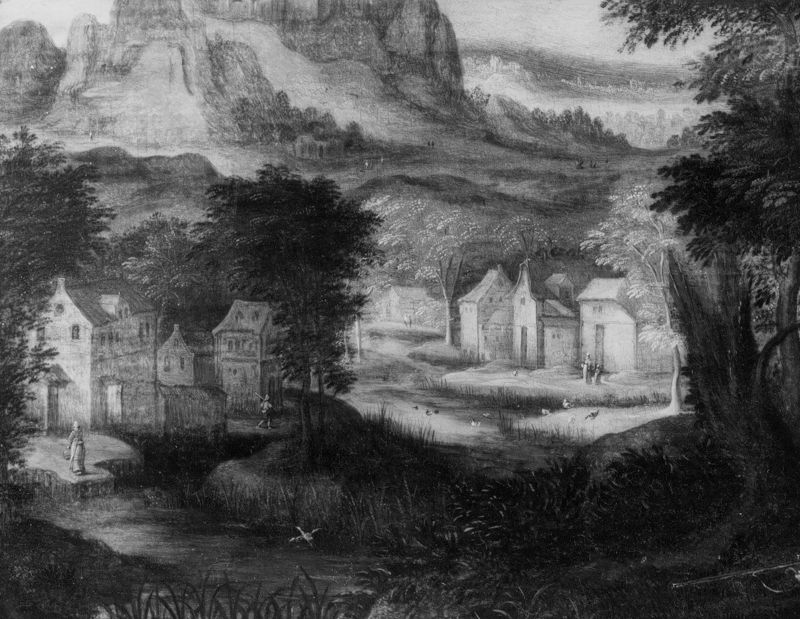 Paysage avec chasseurs