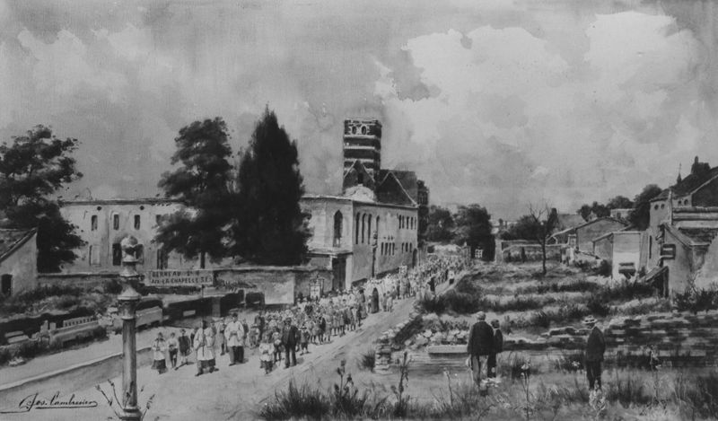 Procession dans Visé détruit