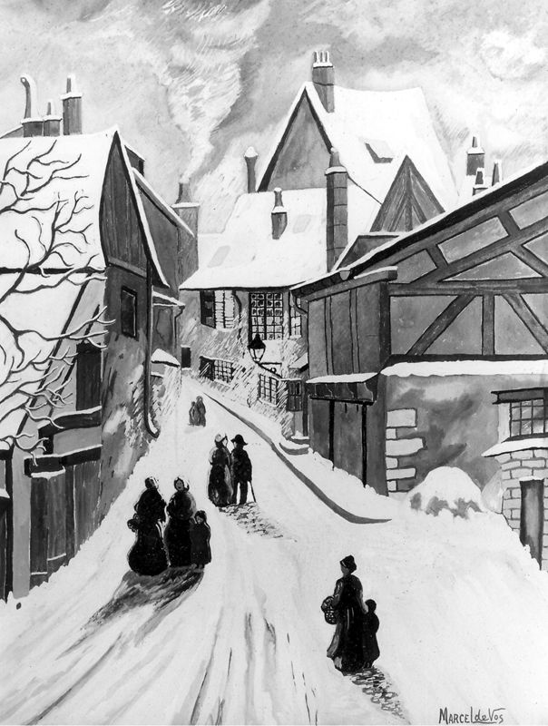 Besneeuwde straat