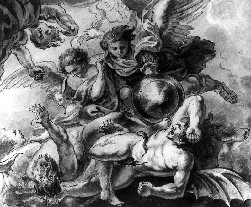 Aartsengel Michaël vertrapt de duivel