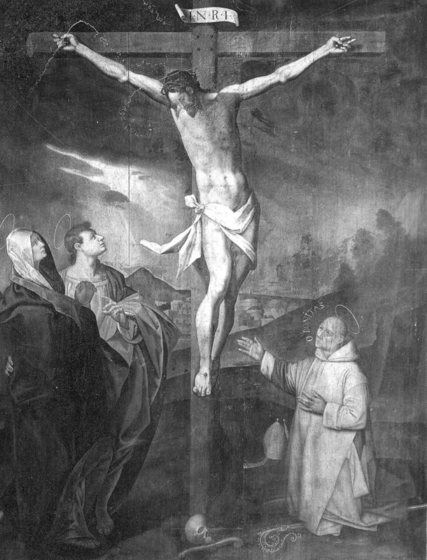 Calvaire avec saint Bruno agenouillé