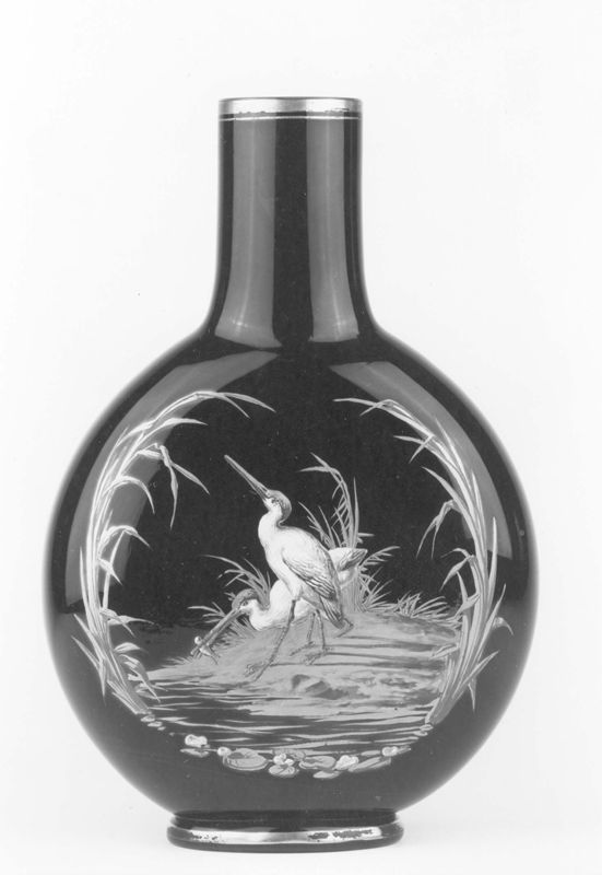 vase aux échassiers (hérons ?)