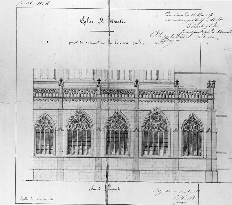 projet de restauration du bas-côté nord, façade principale