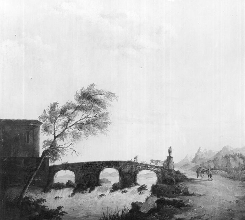 Italiaans landschap met brug
