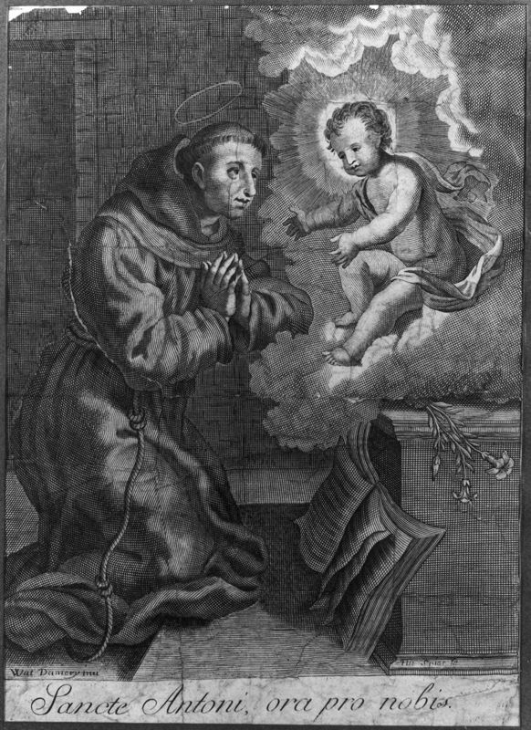 Saint Antoine de Padoue agenouillé devant l'Enfant Jésus