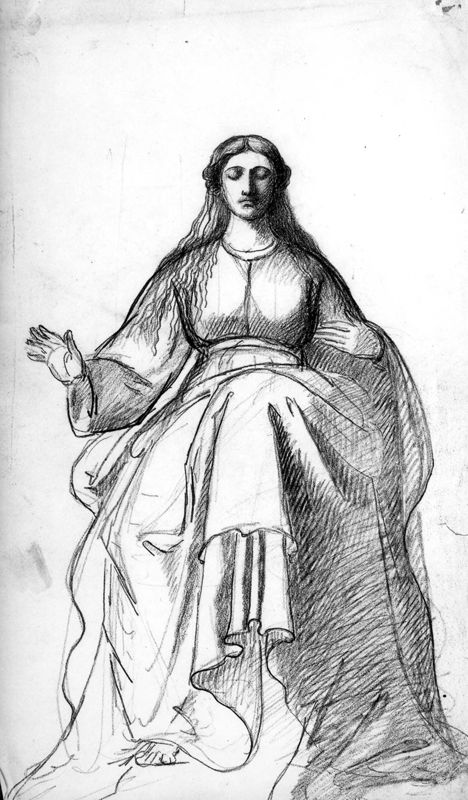 Figure féminine cheveux longs et long manteau