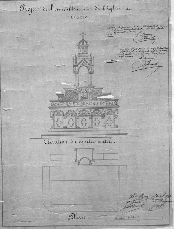 Projet d'ameublement pour l'église de Mazée : maître-autel