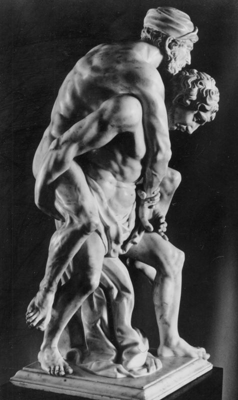 Aeneas draagt zijn vader Anchises uit het brandende Troje