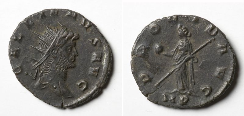Munt van keizer Gallienus met de allegorische figuur Providentia