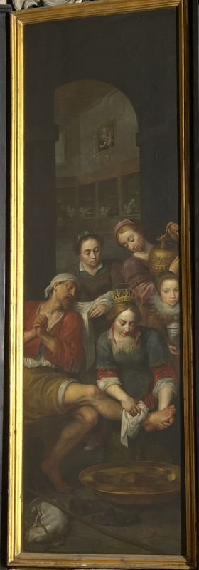 De heilige Elisabeth van Hongarije deelt haar schatten uit