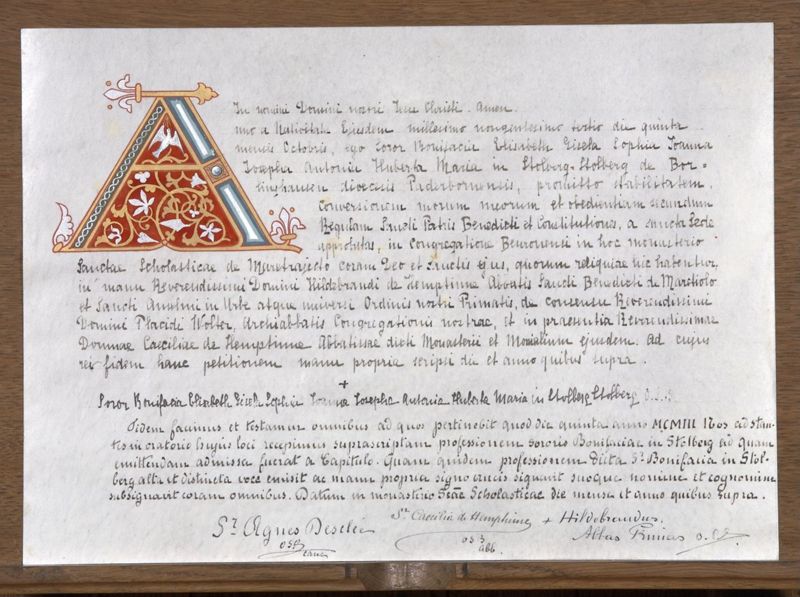 Charte de profession monastique de moniales de Maredret : Bonifacia Stolberg