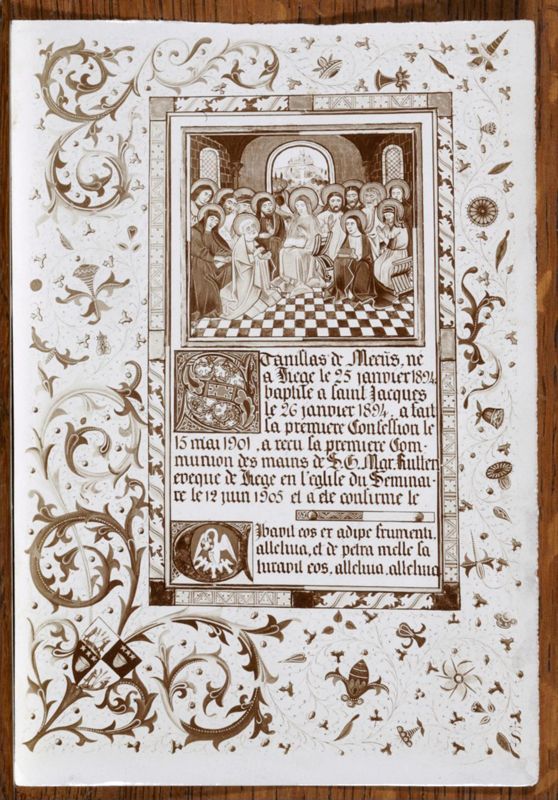 Diplôme de première communion de Stanislas de Meeûs(miniature attribuée à Marie-Madeleine Kerger)