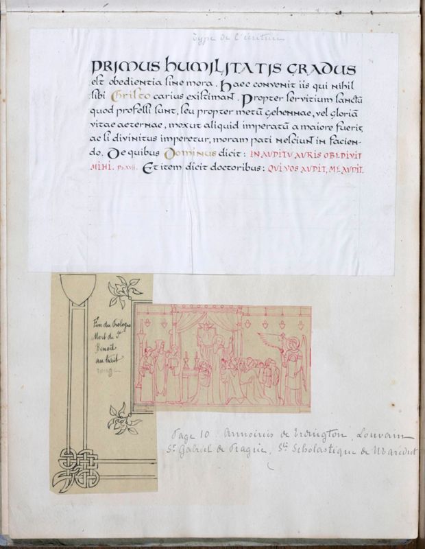 Album contenant les calques d'une Règle de saint Benoît calligraphiée et enluminée à l'abbaye de Maredret pour le kaiser Guillaume II (1899 - 1900)
