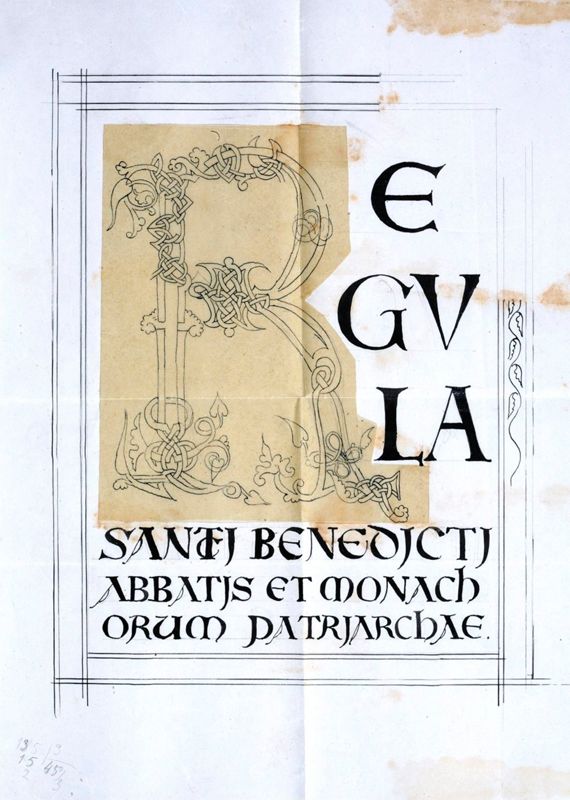 Album contenant les calques d'une Règle de saint Benoît calligraphiée et enluminée à l'abbaye de Maredret pour le kaiser Guillaume II (1899 - 1900)