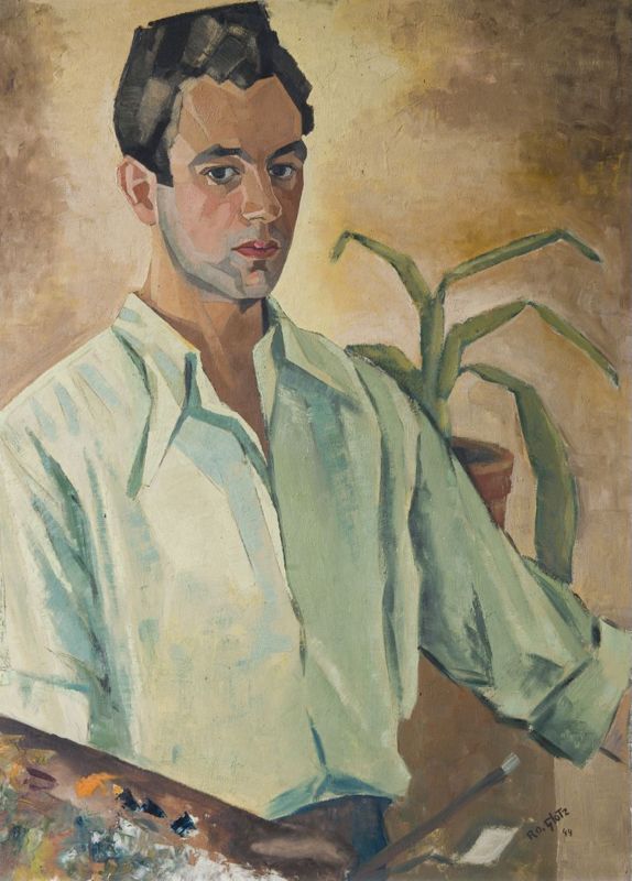 Autoportrait avec pinceau et palette