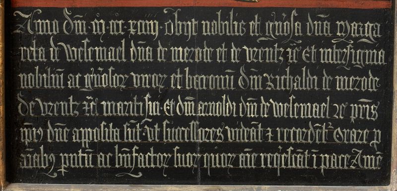 Marguerite de Wesemael, echtgenote van Richard de Merode, geknield voor O.-L.-Vrouw en Kind en de apostel Matheus