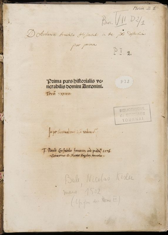 Prima pars historialis venerabilis Antonini archiepiscopi Florentini