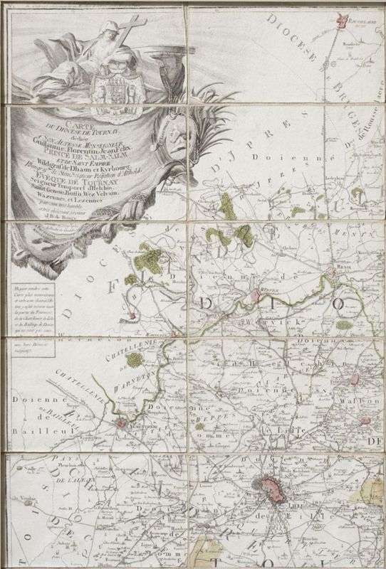Carte du dioscèse de Tournai dédiée à l'évêque Guillaume-Florent de Salm-Salm (1776-1793)