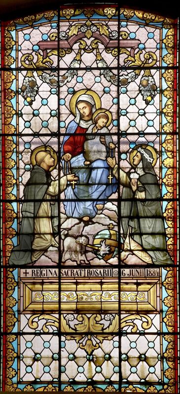Vierge donne le rosaire à Dominique de Guzman, l'Enfant Jésus donne le rosaire...