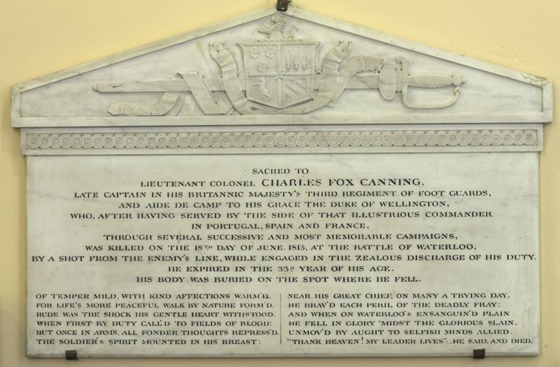 A la mémoire du lieutenant colonel anglais Charles Fox Canning