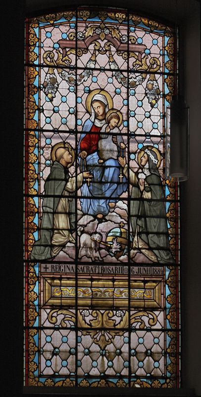 Vierge donne le rosaire à Dominique de Guzman, l'Enfant Jésus donne le rosaire...