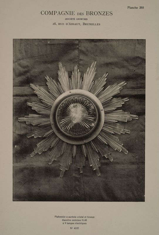 Plafonnier à auréole cristal et bronze
