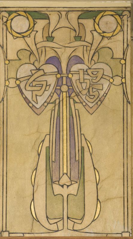 Motif géométrique avec monogramme et millésime