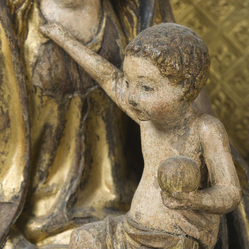 Retable avec la Vierge à l'Enfant au fruit, Trône de Grâce, sainte Catherine