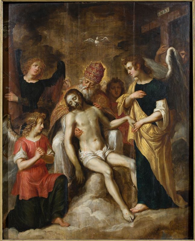 Christ mort soutenu par Dieu le Père et donateurs