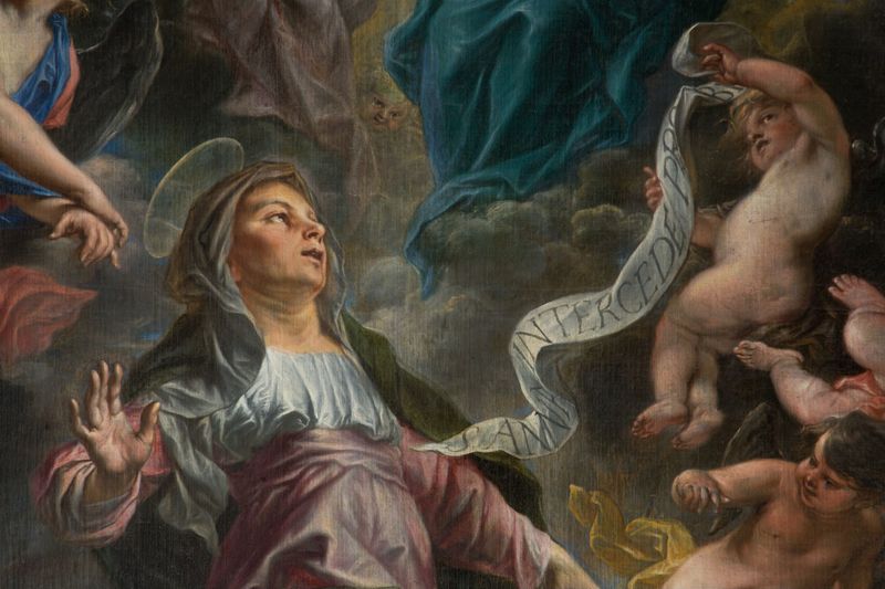Sainte Anne intercède auprès de la Vierge et de la Sainte Trinité pour des naufragés