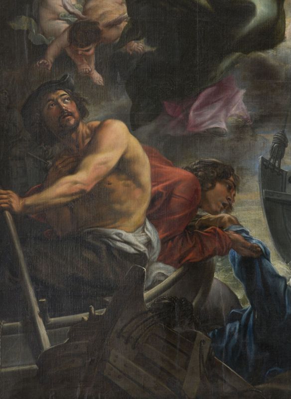 Sainte Anne intercède auprès de la Vierge et de la Sainte Trinité pour des naufragés