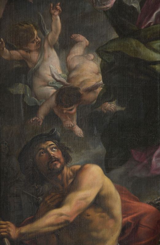 Sainte Anne intercède auprès de la Vierge et de la Sainte Trinité pour des naufragés