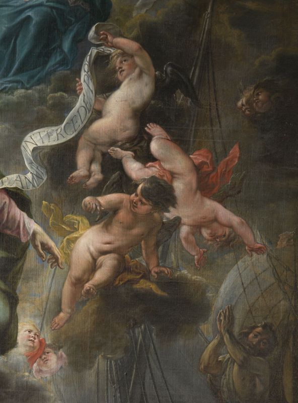 Sainte Anne intercède auprès de la Vierge et de la Sainte Trinité pour des naufragés