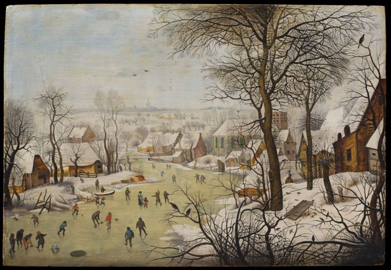 Paysage hivernal avec trappe aux oiseaux
