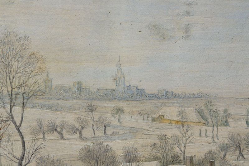 Paysage hivernal avec trappe aux oiseaux