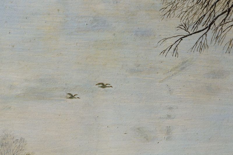 Paysage hivernal avec trappe aux oiseaux