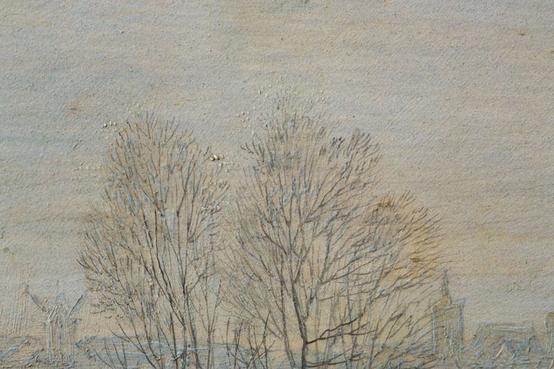 Paysage hivernal avec trappe aux oiseaux