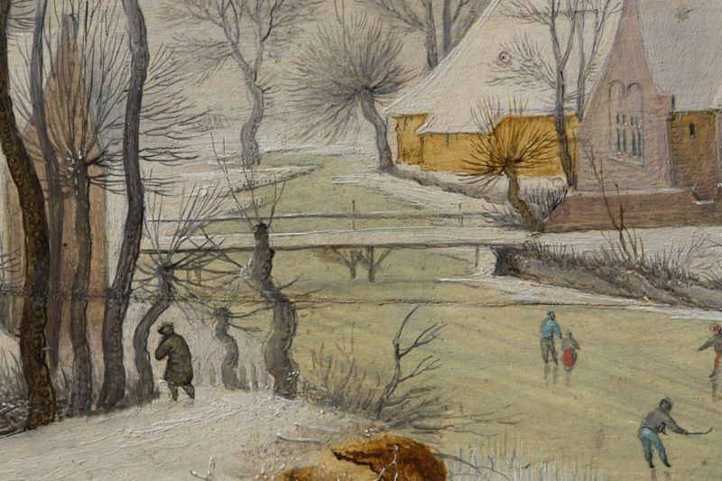 Paysage hivernal avec trappe aux oiseaux