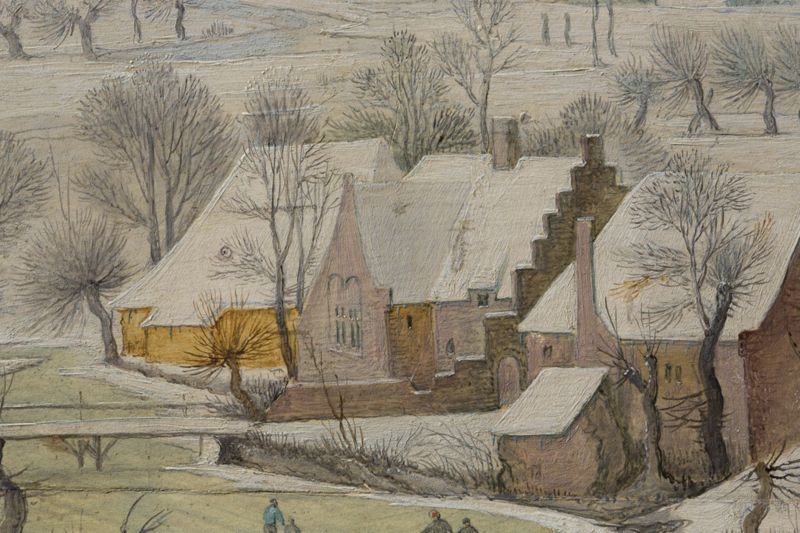Paysage hivernal avec trappe aux oiseaux