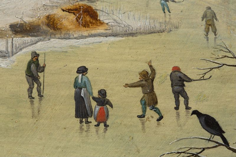Paysage hivernal avec trappe aux oiseaux