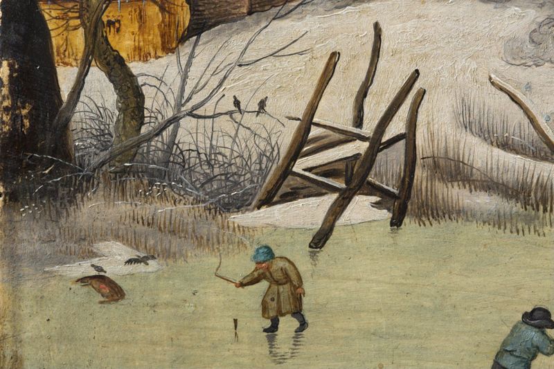 Paysage hivernal avec trappe aux oiseaux