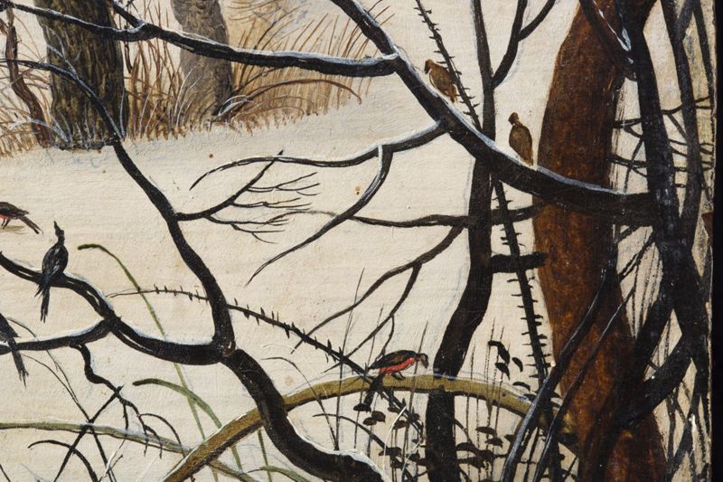 Paysage hivernal avec trappe aux oiseaux