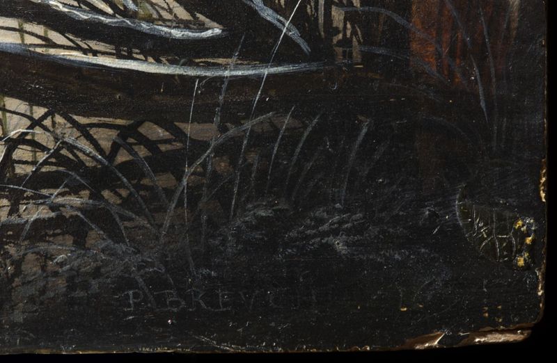 Paysage hivernal avec trappe aux oiseaux