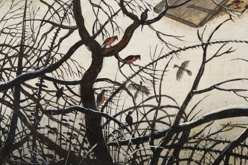 Paysage hivernal avec trappe aux oiseaux