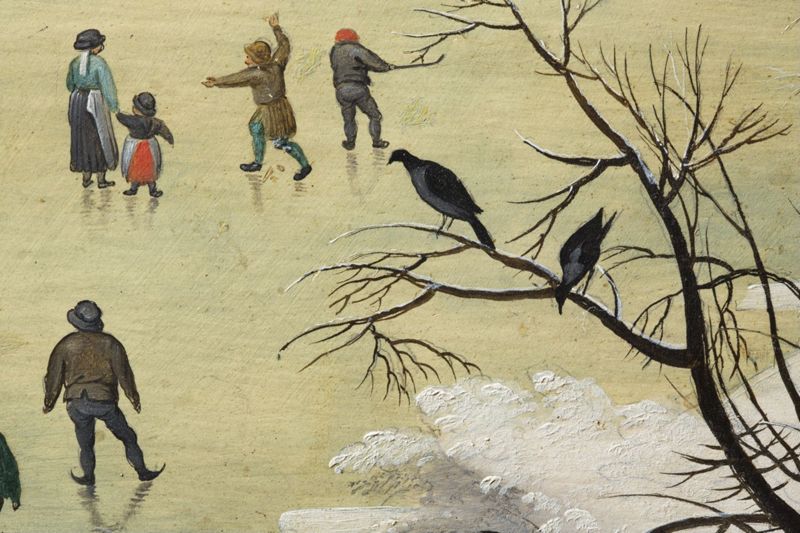 Paysage hivernal avec trappe aux oiseaux