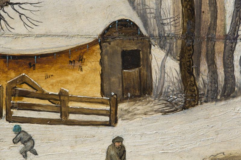 Paysage hivernal avec trappe aux oiseaux