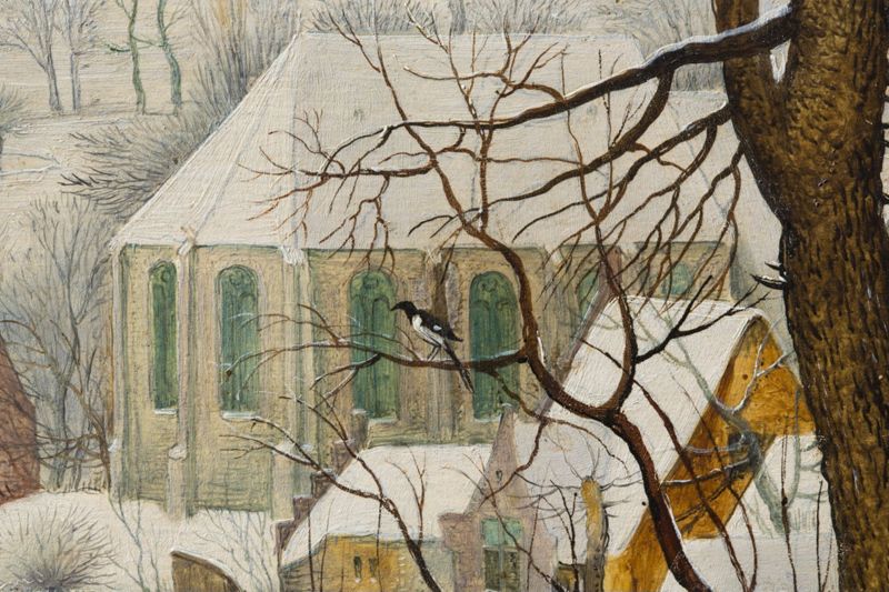 Paysage hivernal avec trappe aux oiseaux